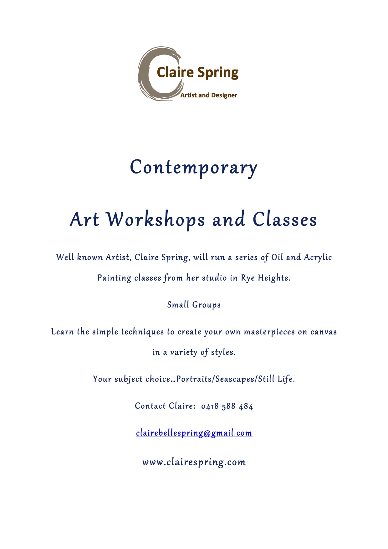 Flyer Art Classes and Workshop (1)